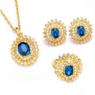 3 pieces Blue 18k Gold Plated Austrian Crystal Necklace, Earrings, Ring set
